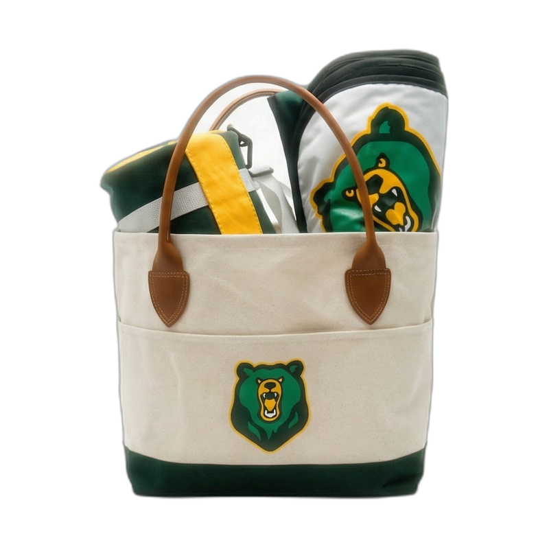 Custom Leather Handle Tote Bag with Water-Resistant Bottom - JL60